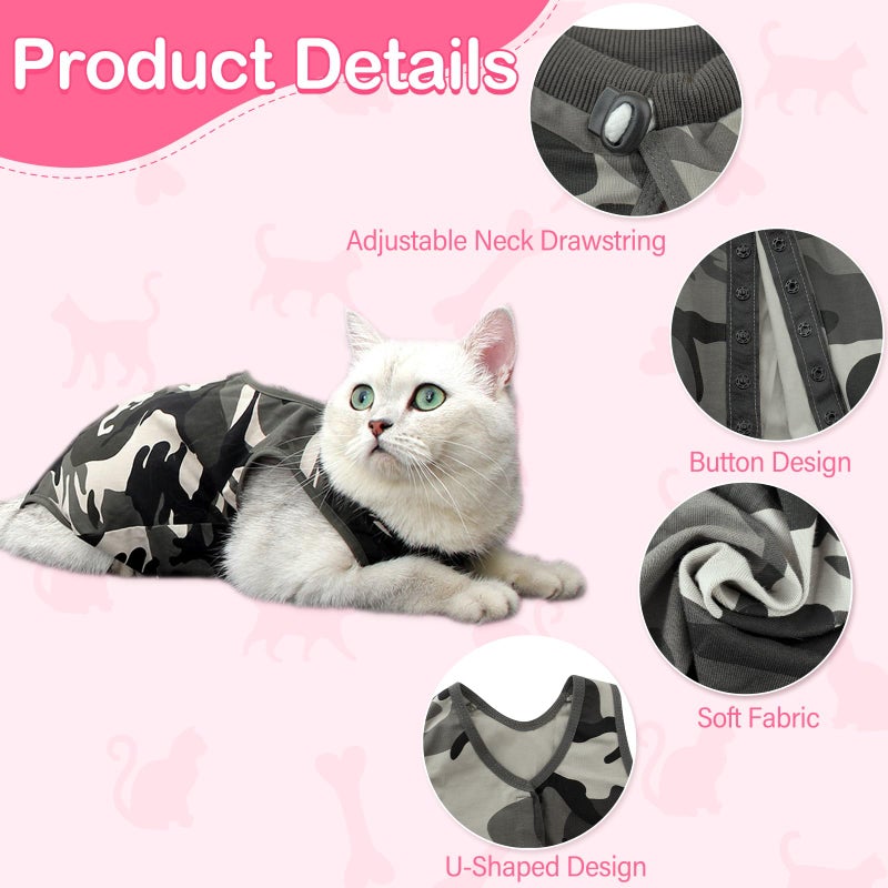 Coppthinktu Cat Recovery Suit for Abdominal Wounds or Skin Diseases, Cat Onesie for Cats After Surgery Female Kitten Recovery Suit, Breathable E-Collar Alternative for Cats After Spay Anti Licking Wounds - Image 3